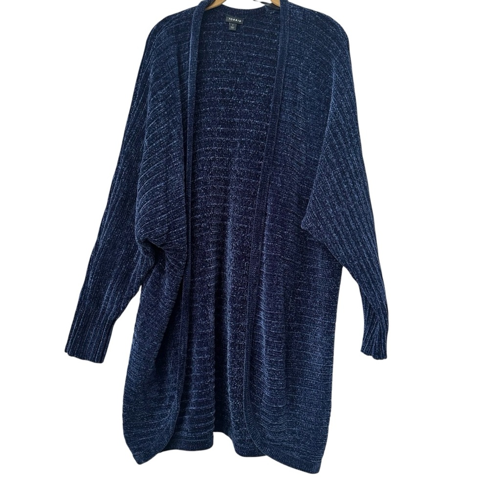 Torrid size 1 Navy Blue Soft Luxe Chenille Knit Cardigan Sweater Duster 1X